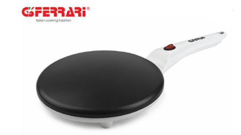 G3 Ferrari crepe maker, nonstick cooking surface, cool to touch handle