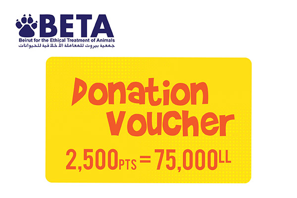 BETA Beirut for the Ethical Treatment of Animals points donation worth 75,000 L.L 