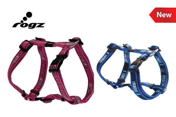 Rogz fancy dog dress scooter harness size M, available in pink 