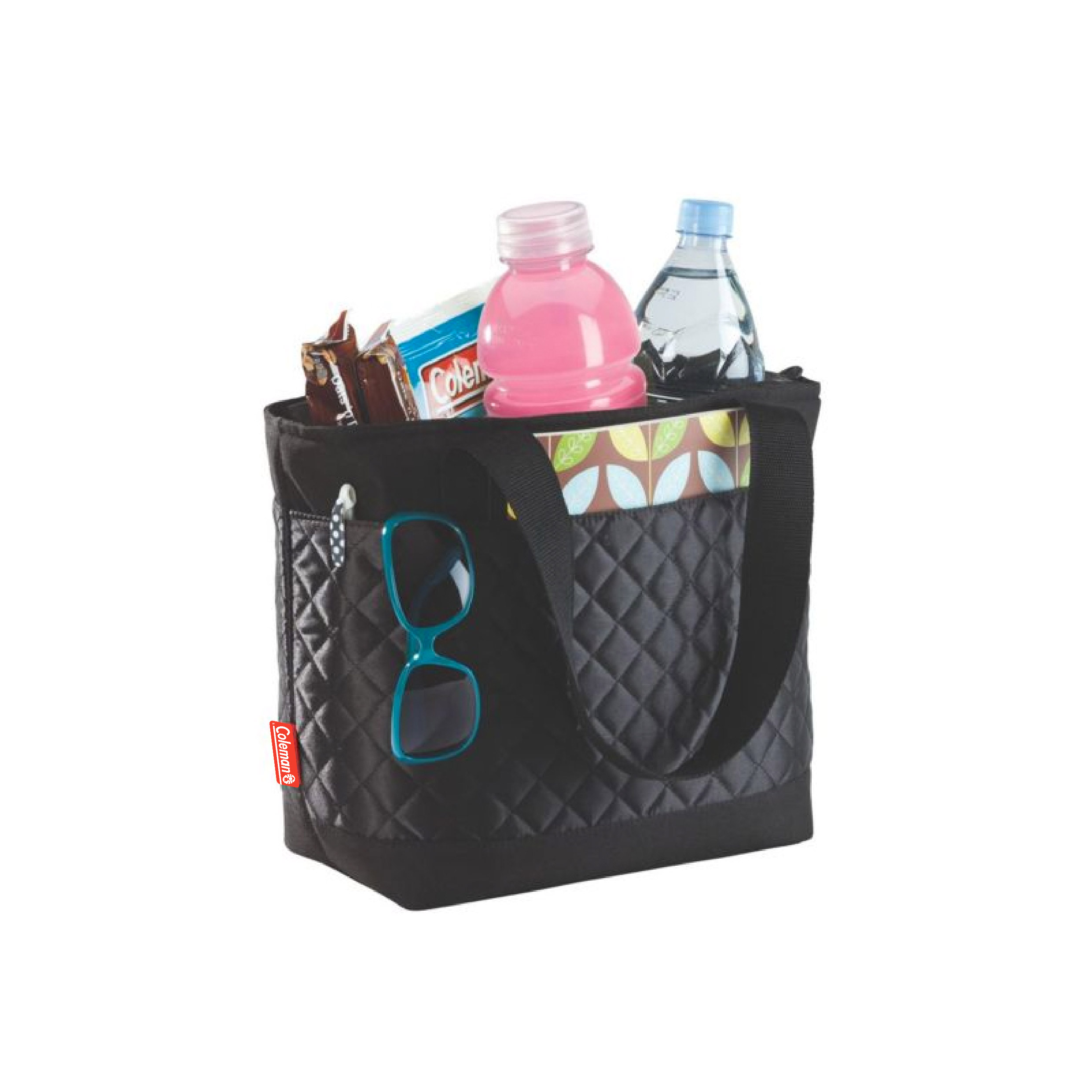Quilted Cooler tote bag, Heat-welded seams prevent leaks, holds 24 cans.